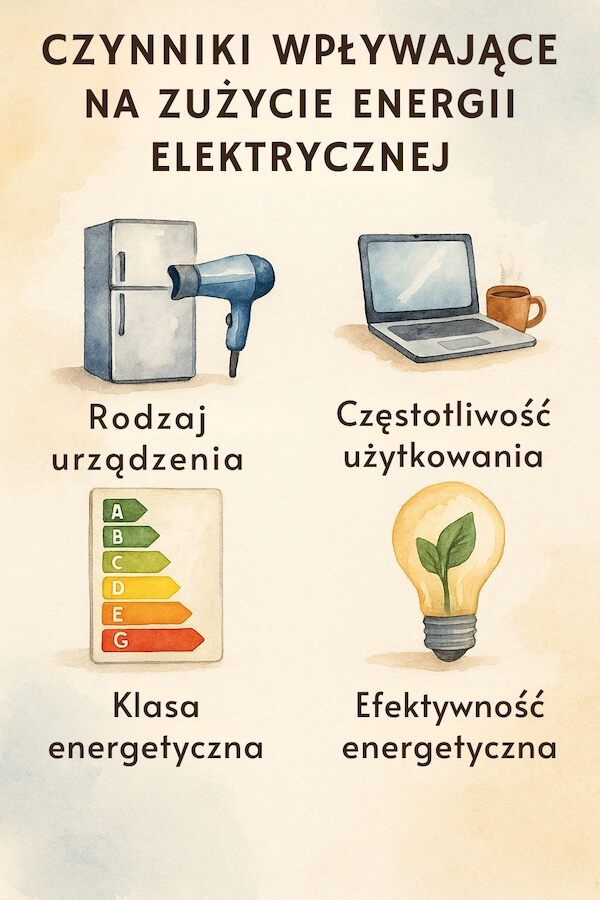 4 czynniki wypływające na zużycie prądu