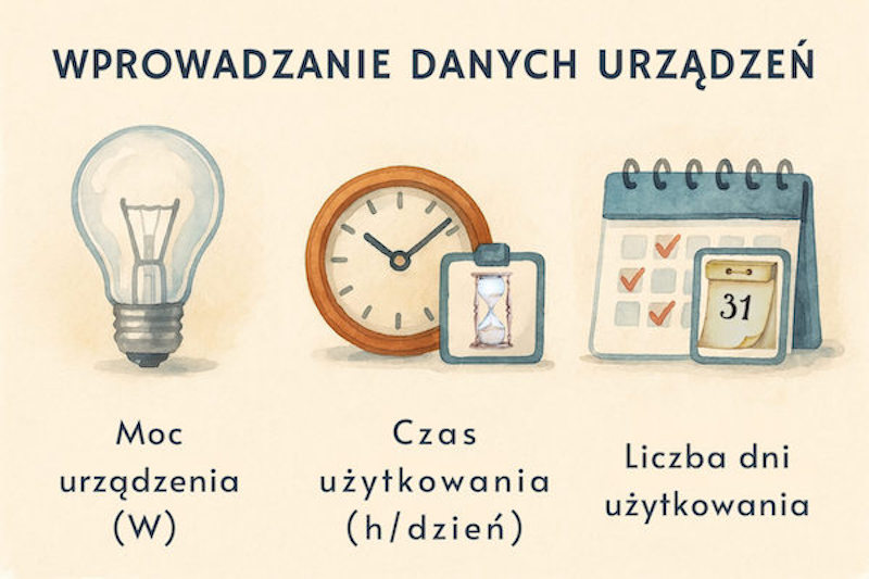 kalkulator zużycia prądu a potrzebne dane