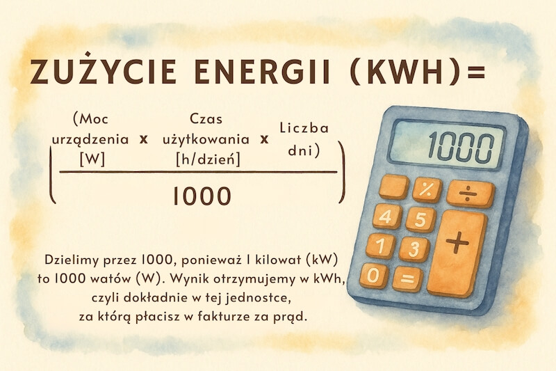 wzór na obliczanie zużytej energii elektrycznej