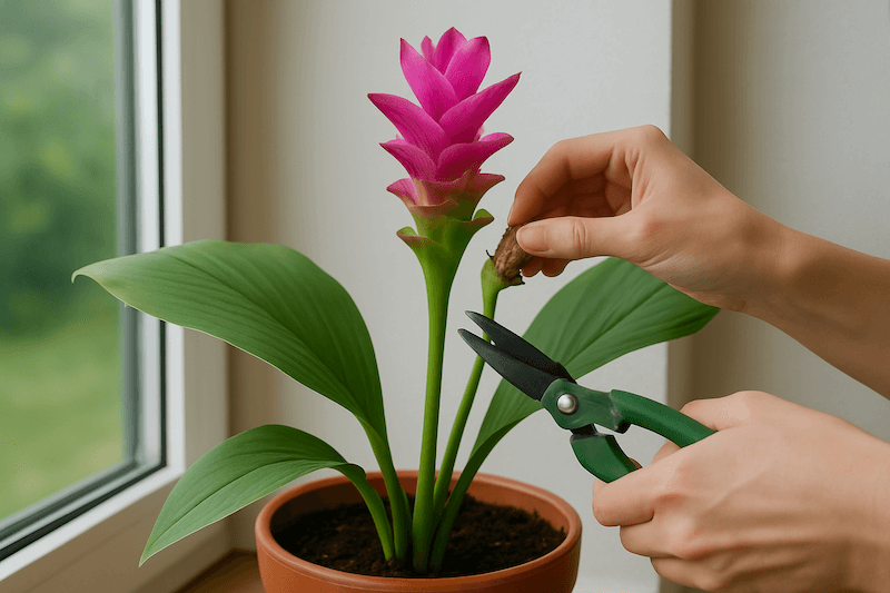 kwiat kurkuma a usuwanie zwiędłych kwiatów