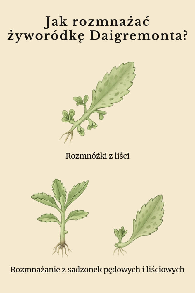 rozmnażanie żyworódki Daigremonta inforgrafika - jak rozmnażać żyworódkę Daigremonta