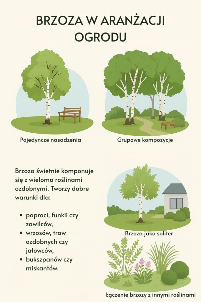 Brzoza w aranżacji ogrodu