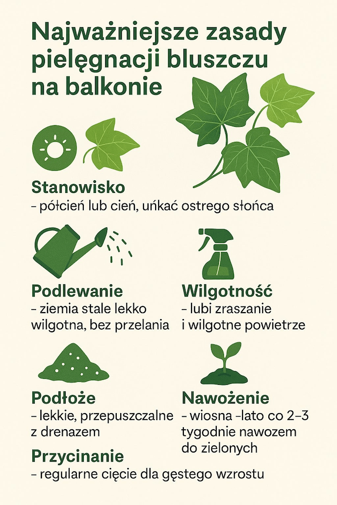 bluszcz na balkonie - jak pielęgnować bluszcz na balkonie - zasady pielęgnacji