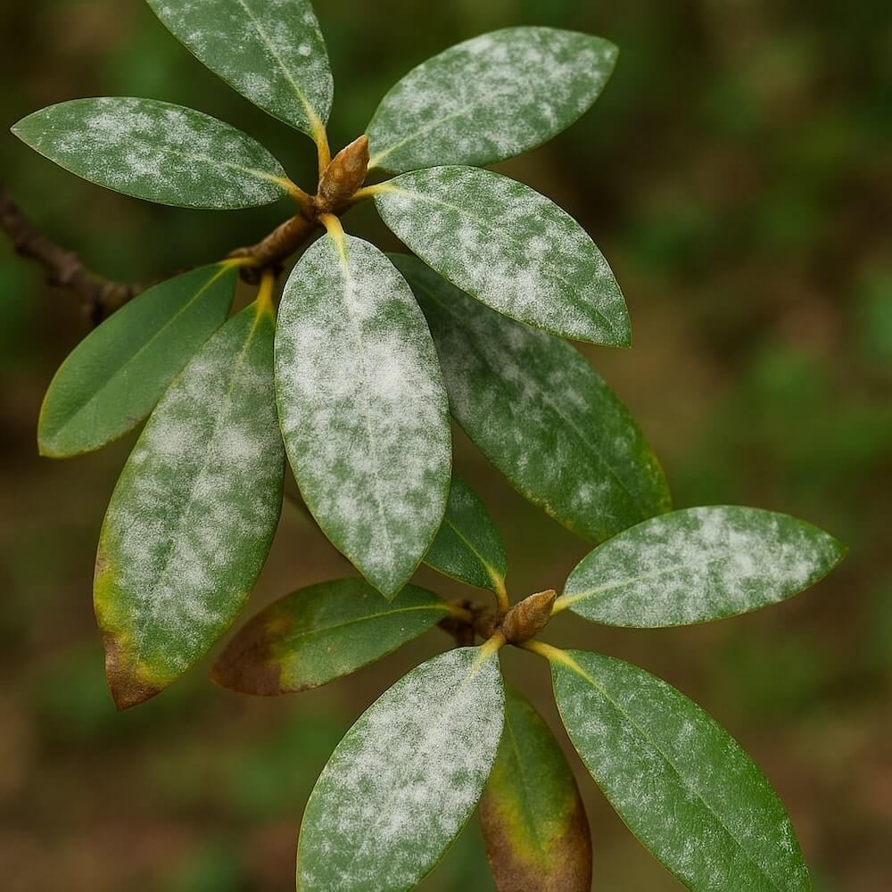Choroby rododendronów - mączniak prawdziwy