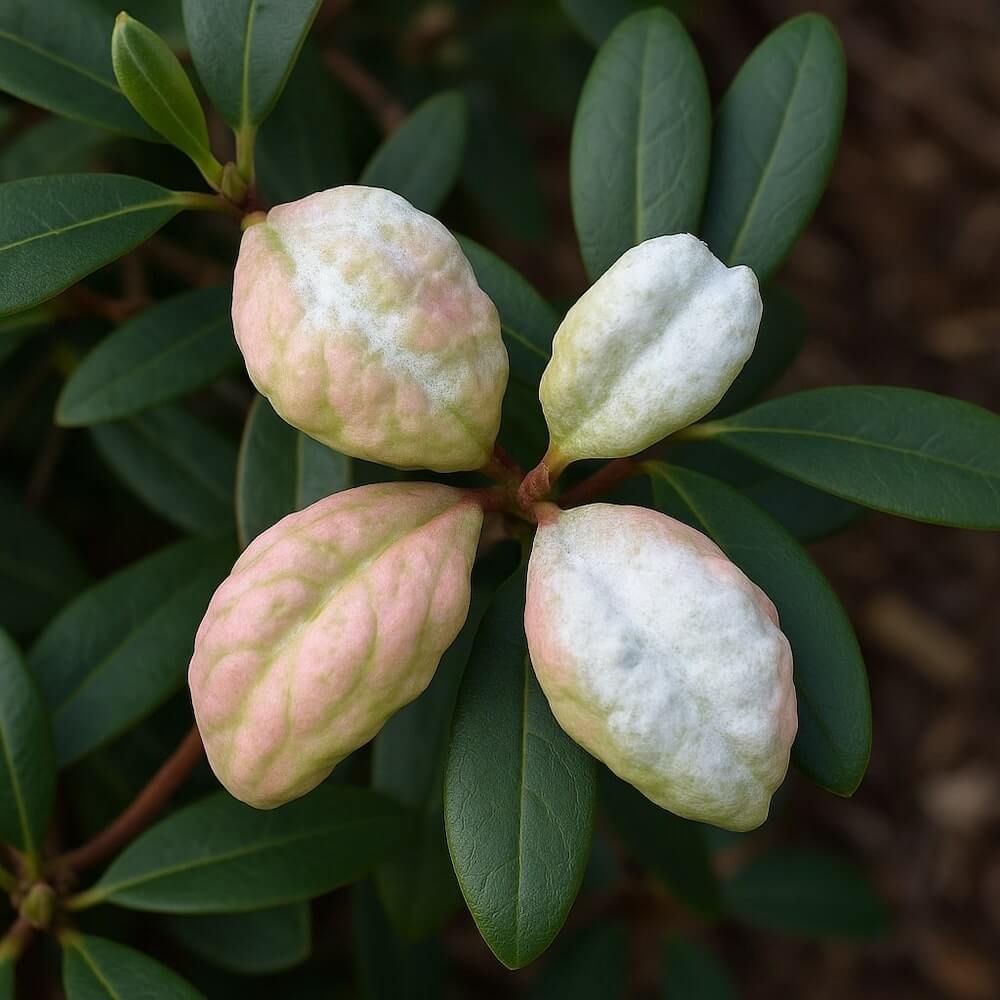 Powłocznik azaliowy - zgrubienie liści rododendronów