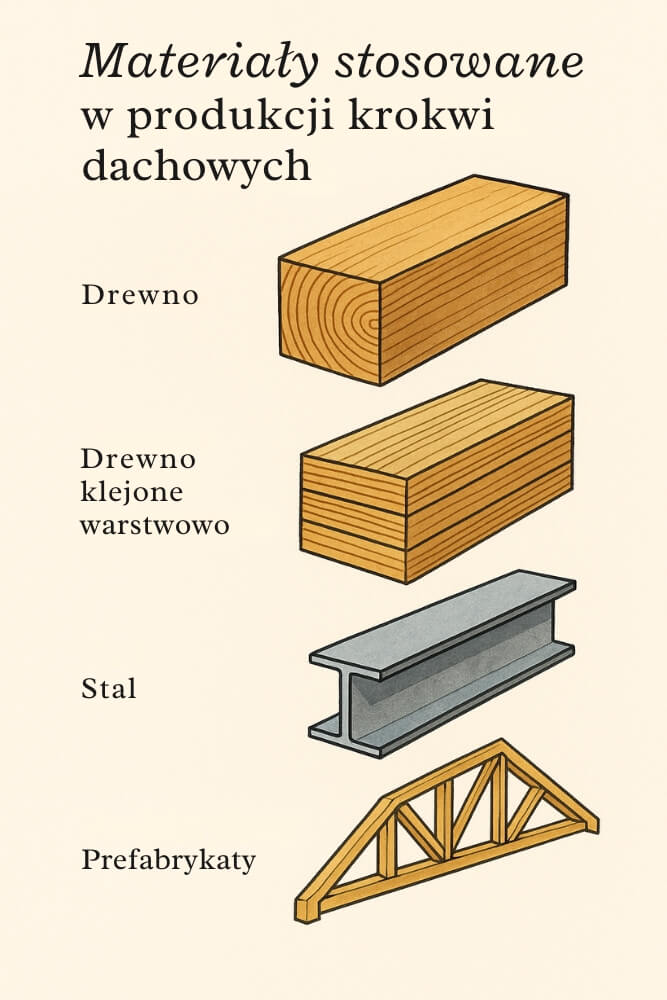 krokwie dachowe - podział ze względu na materiały