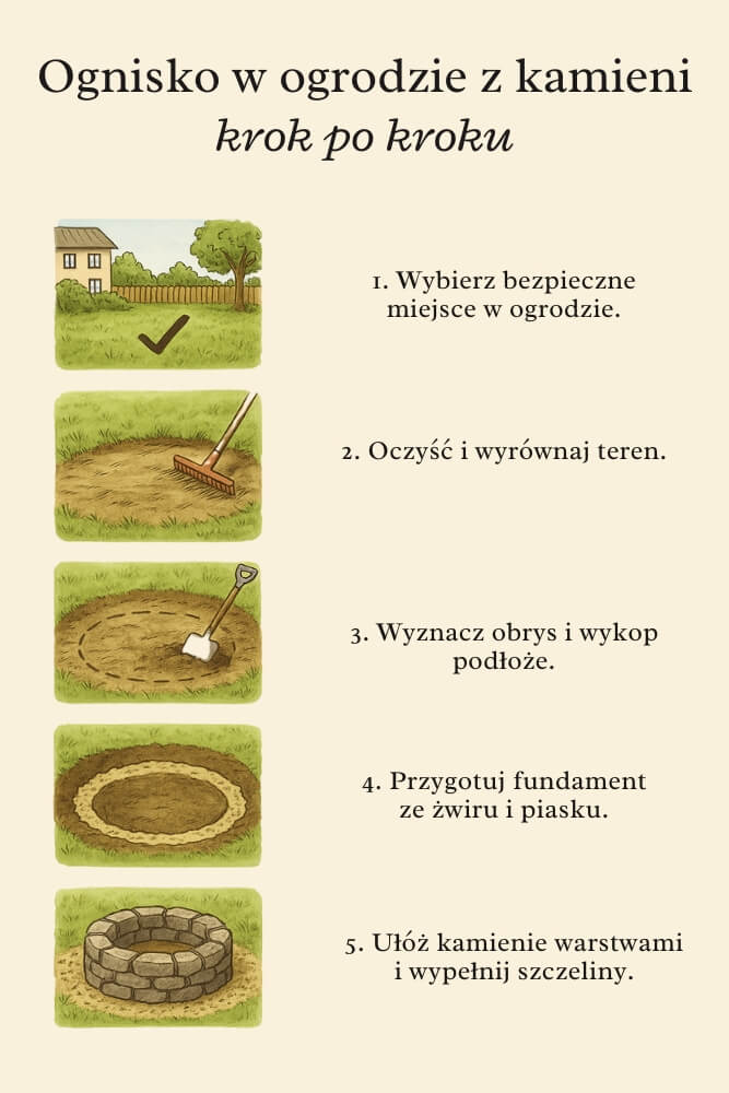 budowa ognisko z kamieni w ogrodzie krok po kroku 