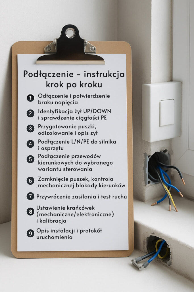 instrukcja w 9 punktach podłączania rolety z przewodami Instrukcja podłączenia rolety z pięcioma przewodami