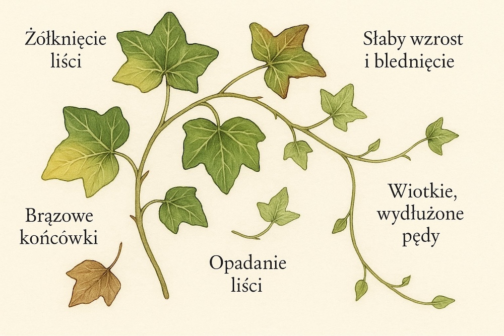 częste problemy bluszczu popularne problemy bluszczu - zła pielęgnacja