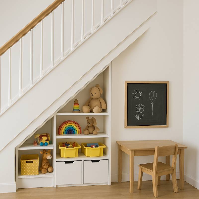 Kącik dla dzieci do zabawy pod schodami