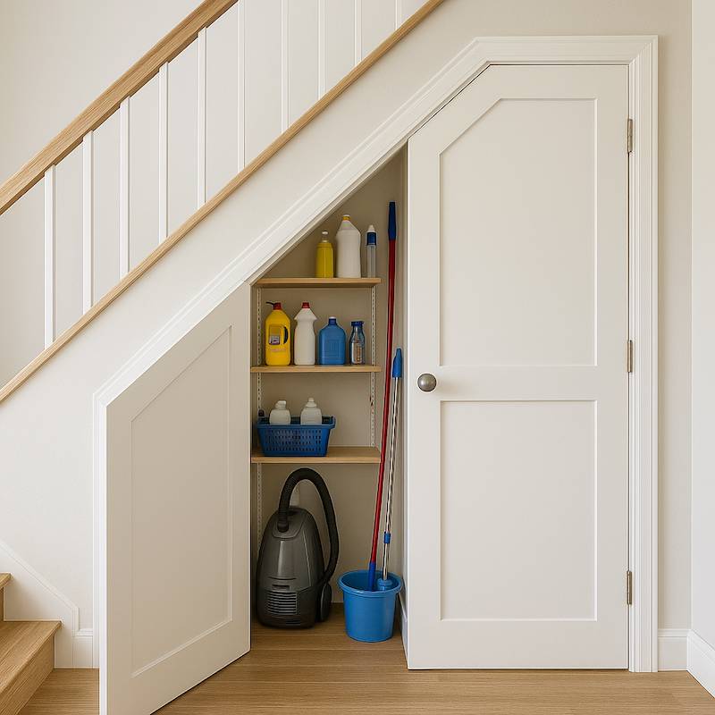 Szafki pod schody - kącik gospodarczy