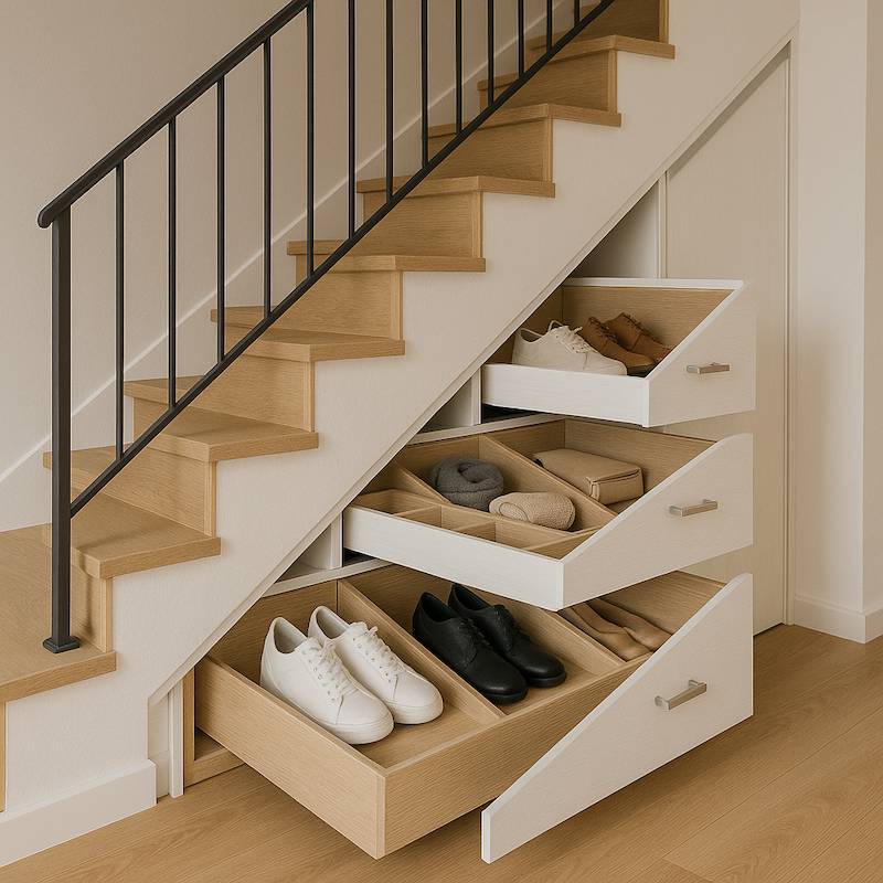 Szafki pod schody - szuflady na buty