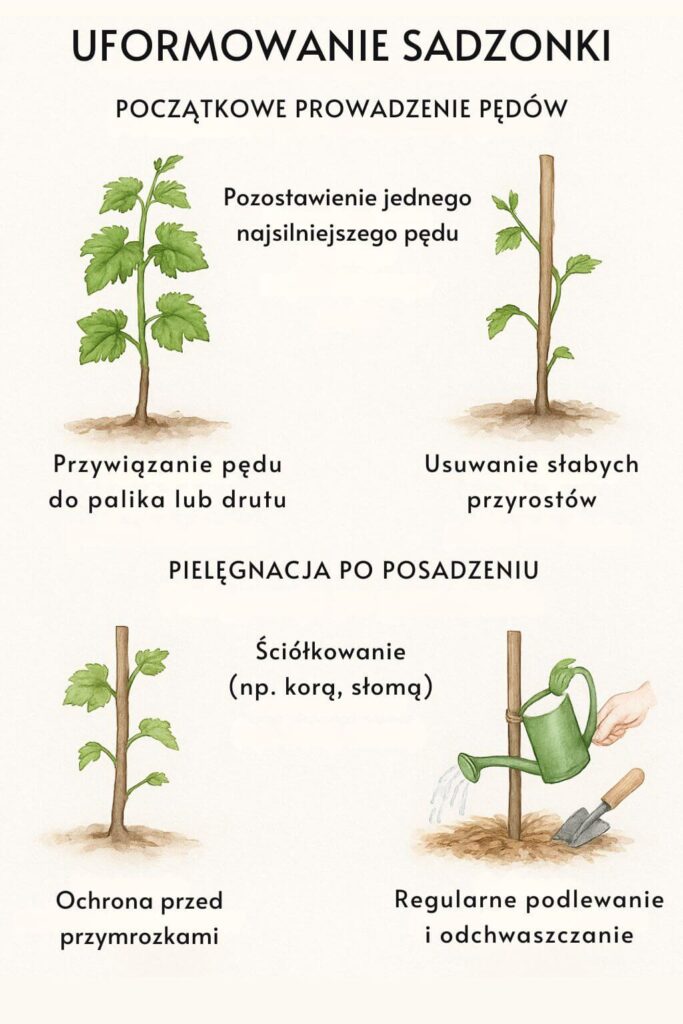 Formowanie sadzonek winogrona po sadzeniu 