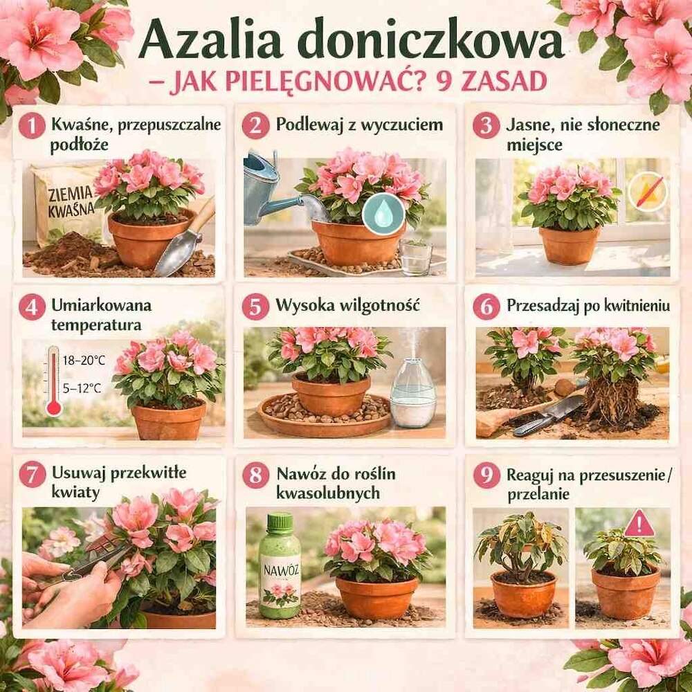 azalia doniczkowa jak pielęgnować - zasady 