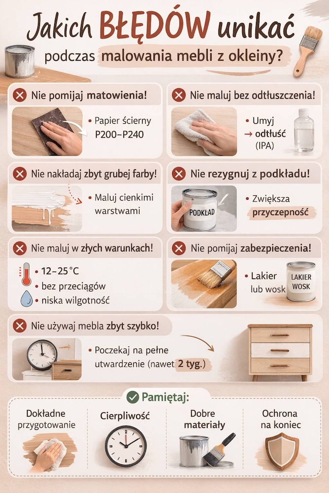jakich błędów unikać przy malowaniu okleiny 