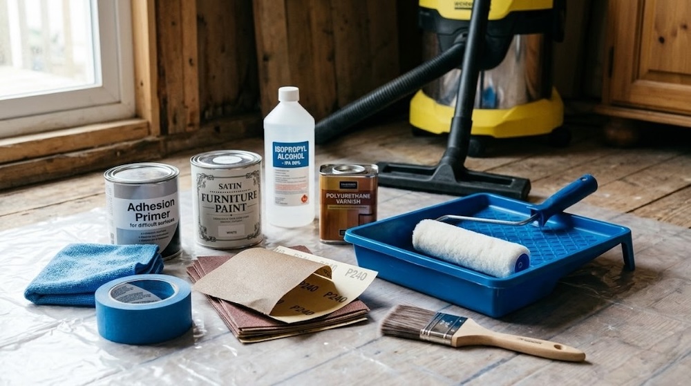 malowanie mebli z okleiny - narzędzia i materiały 