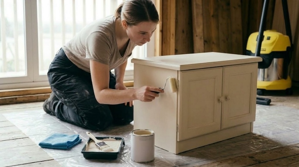malowanie mebli z okleiny na biało 