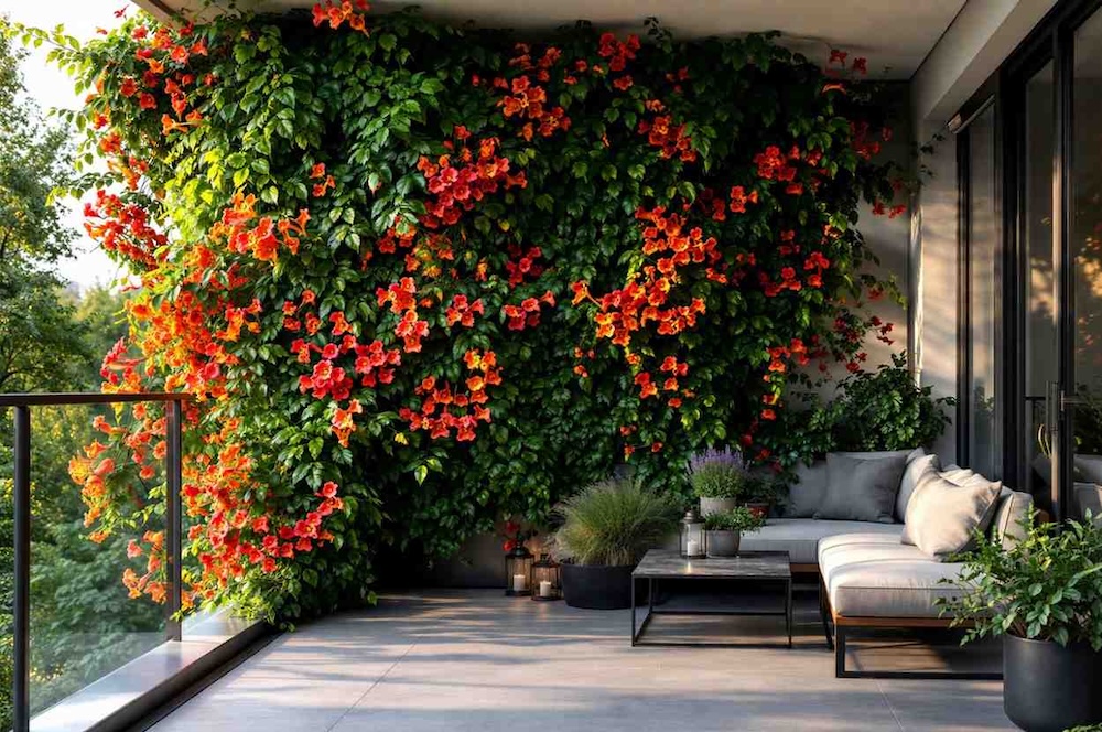 milin amerykański na ścianie balkonu 