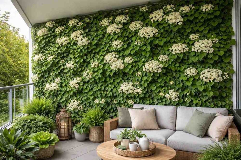 pnącza na balkon - hortensja pnąca 