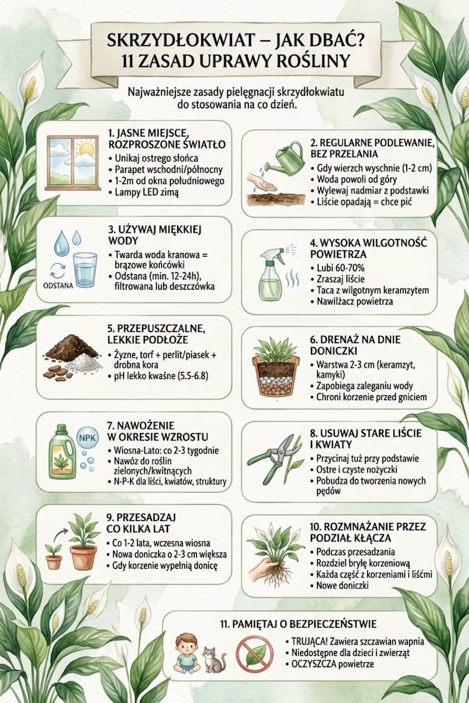 jak dbać o skrzydłokwiat 