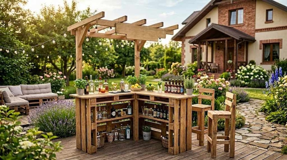 cuda z palet do ogrodu - zewnętrzny barek 