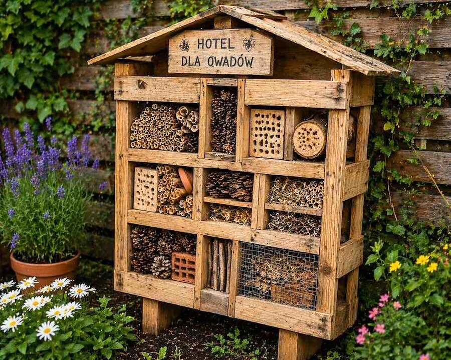 cuda z palet do ogrodu - hotel dla pożytecznych owadów 