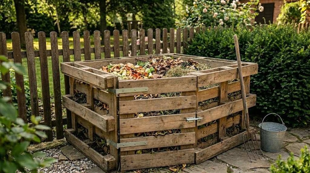cuda z palet do ogrodu - zabudowany kompostownik 
