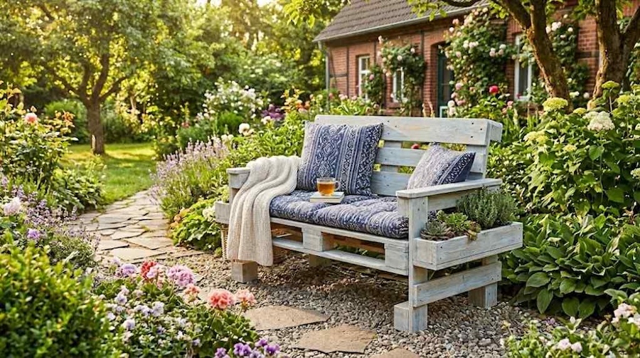 cuda z palet do ogrodu - ławeczka  