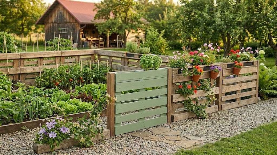 cuda z palet do ogrodu - ogrodzenie ogródka 