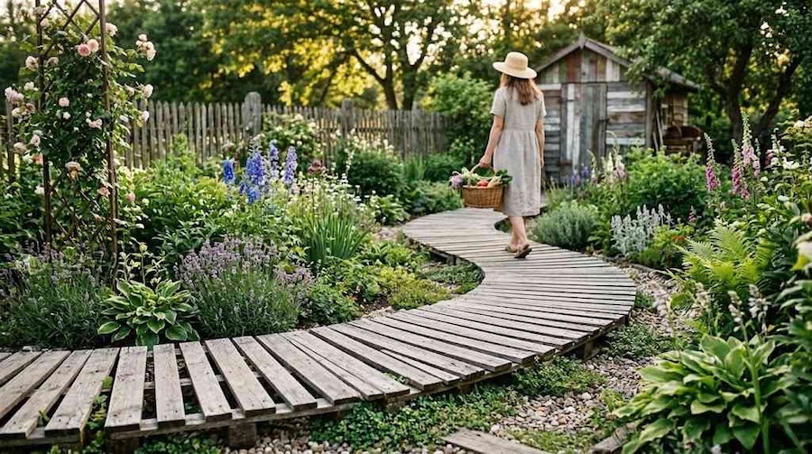 cuda z palet do ogrodu - dróżka 