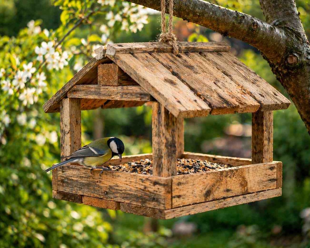 karmnik dla ptaków z palety 