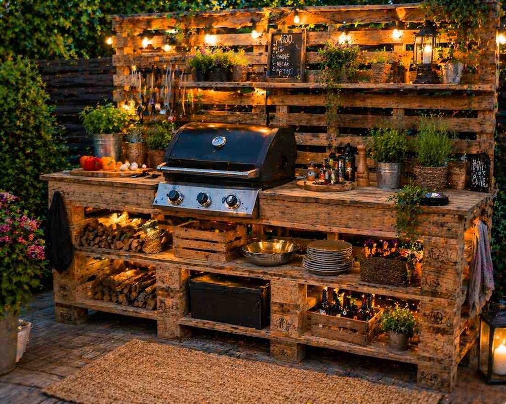 stanowisko na grilla z palet 