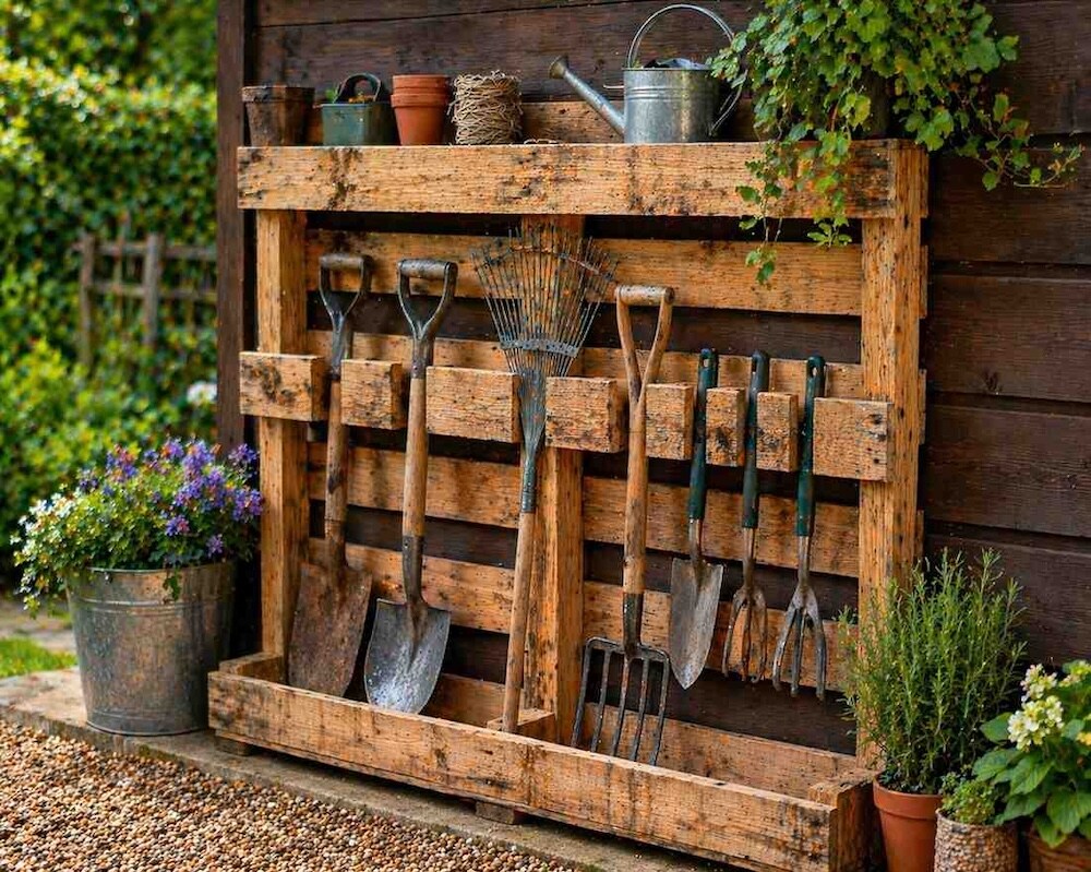 stojak na narzędzia w ogrodzie 